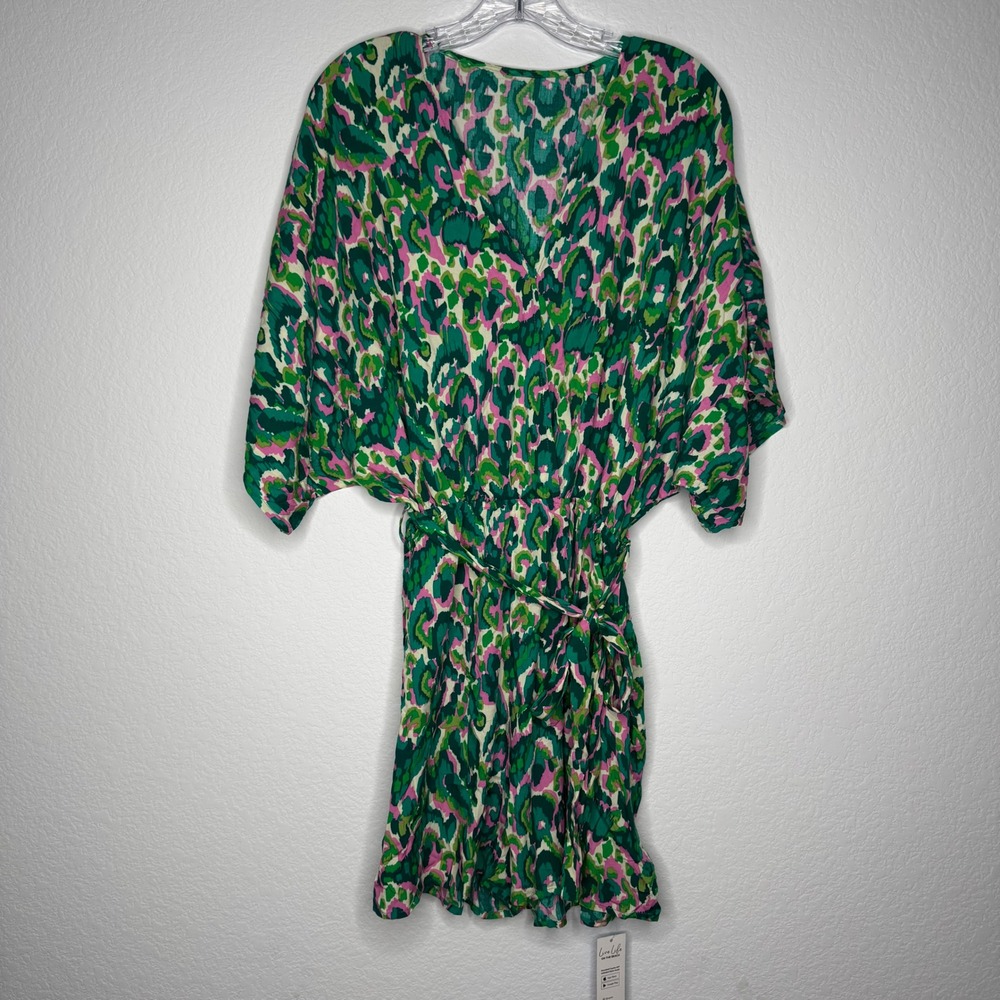 Cupshe Green Pink Abstract Leopard Print V-Neck‎ Shorts Romper Womens Size L NWT